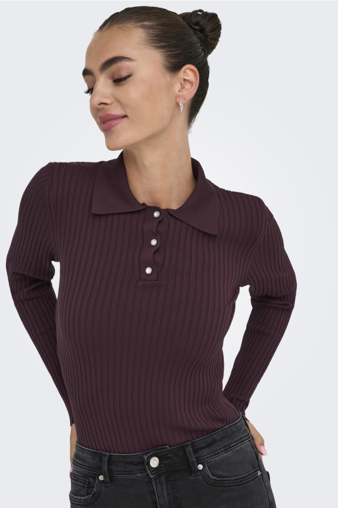 ONLELISA L/S RIB POLO RP KNT 15355354 WINETASTING